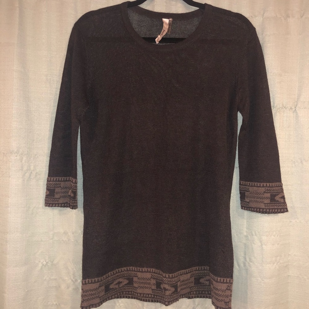 Miilla Sz L - Grey 3/4 Length Knit Sweater